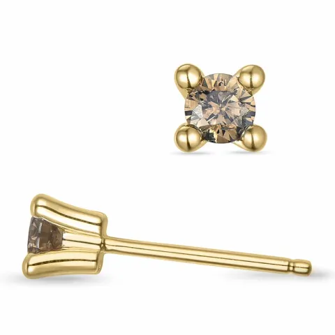 2 x 0,15 ct dunkelbraun Diamant Solitärohrstecker in 14 Karat Gold mit dunkelbraun Diamant