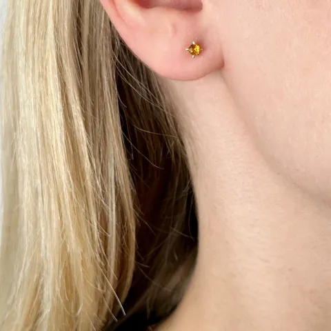 2 x 0,10 ct Citrin Solitärohrstecker in 14 Karat Gold mit Citrin