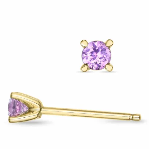 2 x 0,13 ct pink Saphir Solitärohrstecker in 14 Karat Gold mit pinkfarbenem Saphir 