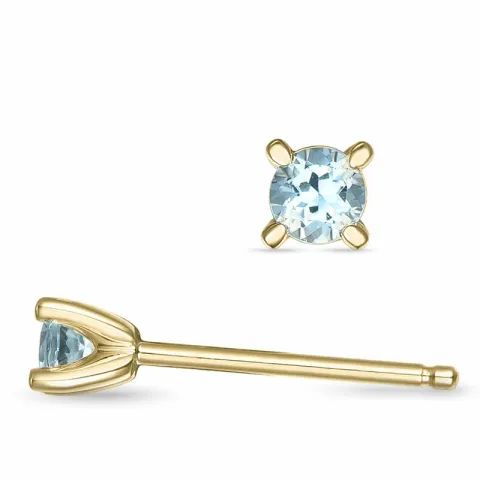 2 x 0,10 ct Aquamarin Solitärohrstecker in 14 Karat Gold mit Aquamarin 