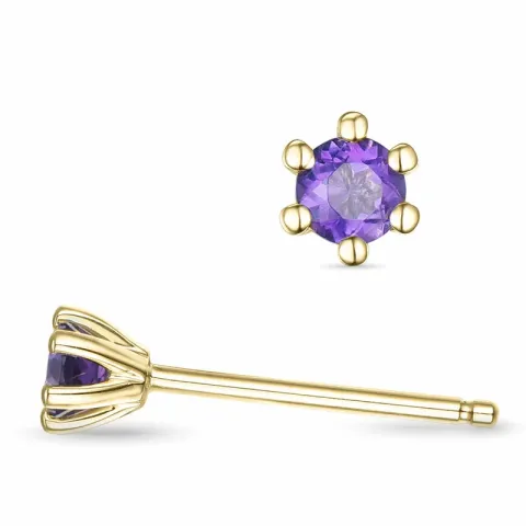 2 x 0,10 ct Amethyst Solitärohrstecker in 14 Karat Gold mit Amethyst 