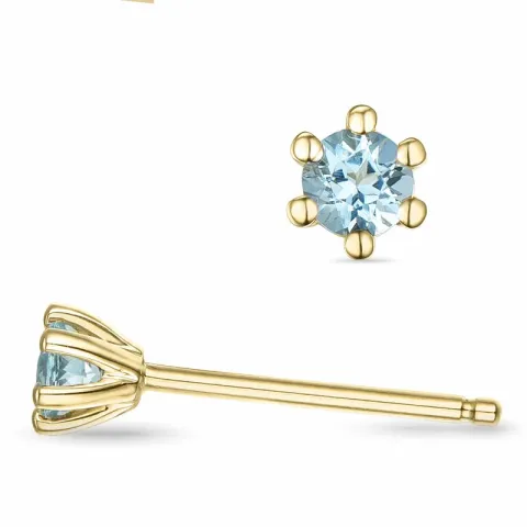 2 x 0,10 ct Aquamarin Solitärohrstecker in 14 Karat Gold mit Aquamarin 