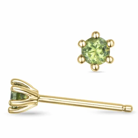 2 x 0,12 ct Peridot Solitärohrstecker in 14 Karat Gold mit Peridot 