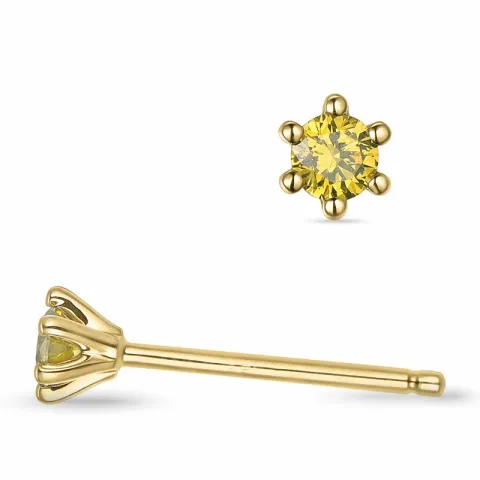 2 x 0,09 ct gelbe behandelter Naturdiamant Solitärohrstecker in 14 Karat Gold mit gelb Diamant
