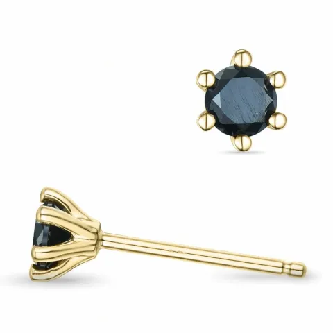 2 x 0,15 ct schwarzem Brillant Solitärohrstecker in 14 Karat Gold mit schwarz Diamant