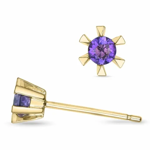 2 x 0,10 ct Amethyst Solitärohrstecker in 14 Karat Gold mit Amethyst 