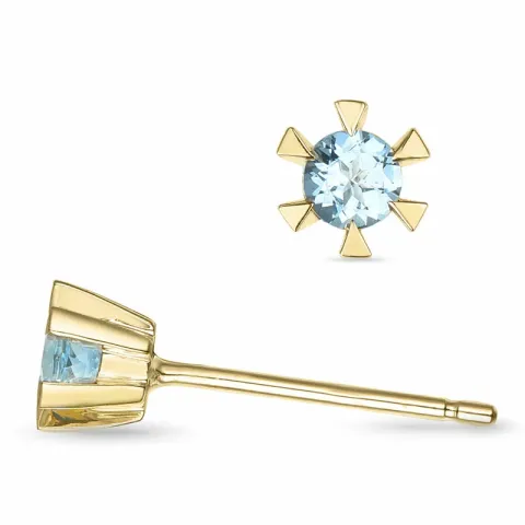 2 x 0,10 ct Aquamarin Solitärohrstecker in 14 Karat Gold mit Aquamarin 