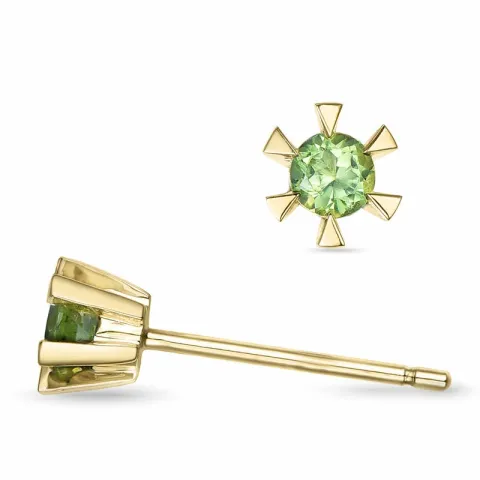 2 x 0,12 ct Peridot Solitärohrstecker in 14 Karat Gold mit Peridot 