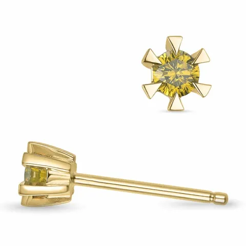 2 x 0,09 ct gelbe behandelter Naturdiamant Solitärohrstecker in 14 Karat Gold mit gelb Diamant