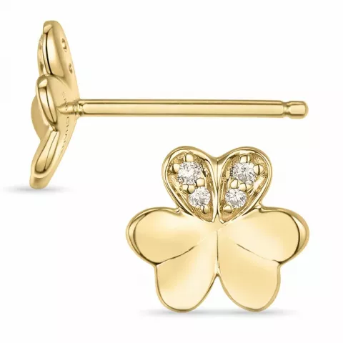 Dreiblättriges Kleeblatt Brillantohrringen in 14 Karat Gold mit Diamant 