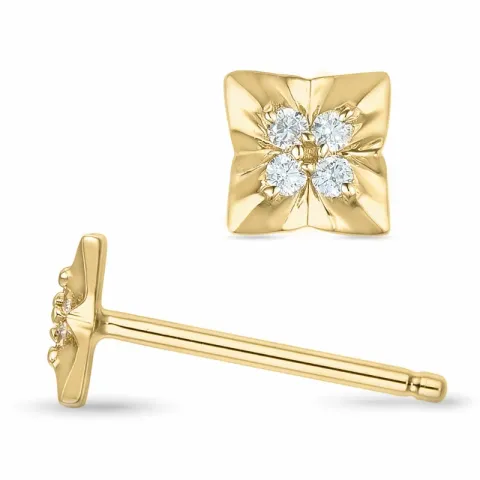 viereckigem Brillantohrringen in 14 Karat Gold mit Diamant