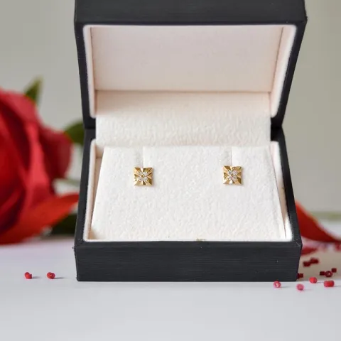 viereckigem Brillantohrringen in 14 Karat Gold mit Diamant