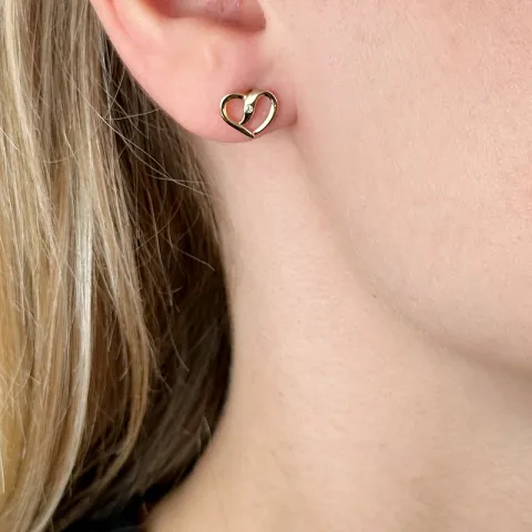 Herz Brillant Ohrringe in 14 Karat Gold mit Diamant 