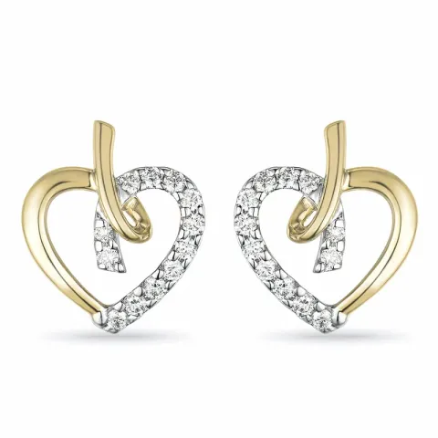 Herz Diamant Ohrstecker in 14 Karat Gold und Weißgold mit Diamant