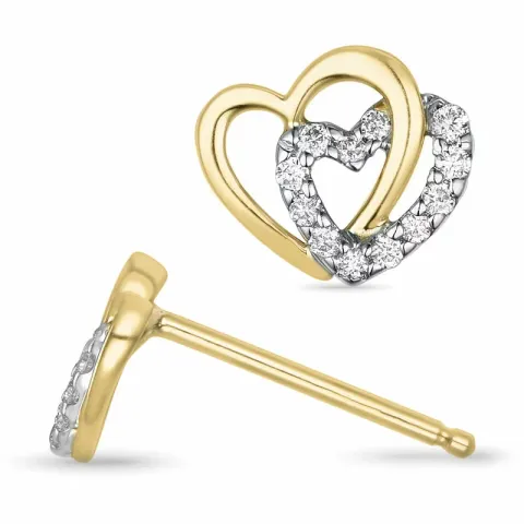 Herz Diamant Ohrstecker in 14 Karat Gold und Weißgold mit Diamant