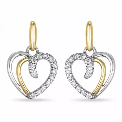 Herz Diamant Ohrringe in 14 Karat Gold und Weißgold mit Diamant 