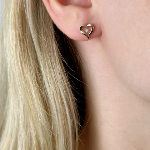 Herz Brillantohrringen in 14 Karat Gold und Weißgold mit Diamant 
