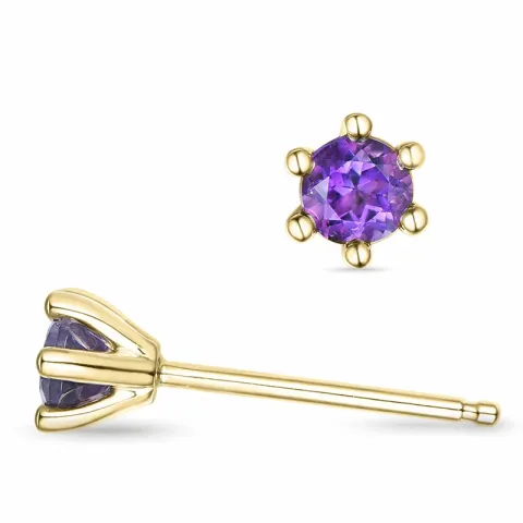 2 x 0,22 ct Amethyst Solitärohrstecker in 14 Karat Gold mit Amethyst