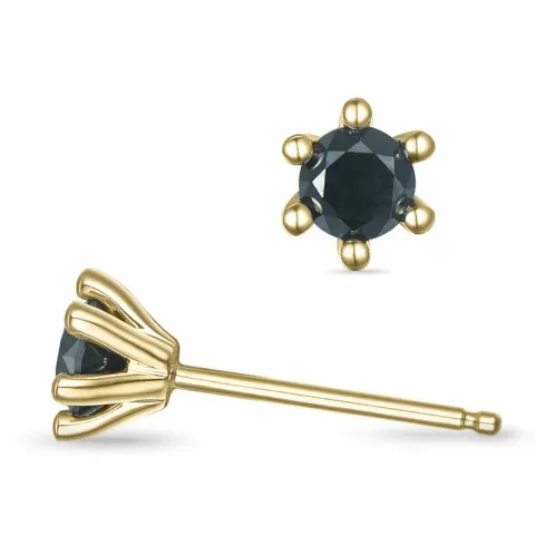 2 x 0,25 ct schwarzem Diamant Solitärohrstecker in 14 Karat Gold mit schwarz Diamant