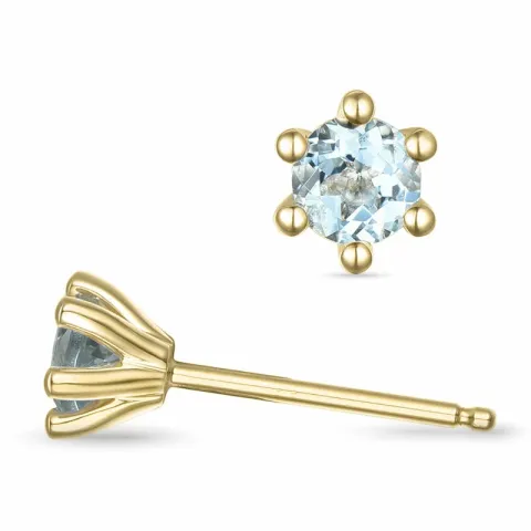 2 x 0,25 ct Aquamarin Solitärohrstecker in 14 Karat Gold mit Aquamarin