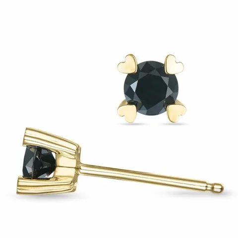 2 x 0,25 ct schwarzem Diamant Solitärohrstecker in 14 Karat Gold mit schwarz Diamant