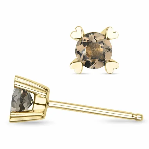 2 x 0,25 ct rauchfarbenen Quarz Solitärohrstecker in 14 Karat Gold mit Rauchquarz 