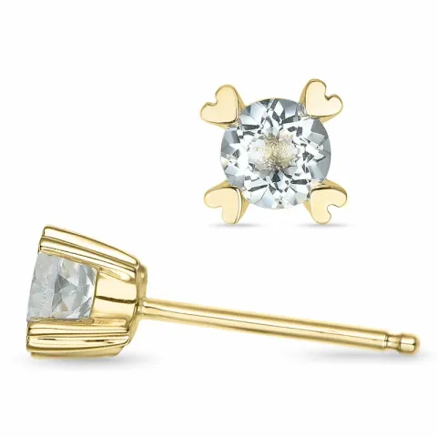 2 x 0,25 ct weißen Quarz Solitärohrstecker in 14 Karat Gold mit Quarz