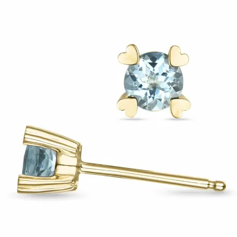 2 x 0,25 ct Aquamarin Solitärohrstecker in 14 Karat Gold mit Aquamarin 