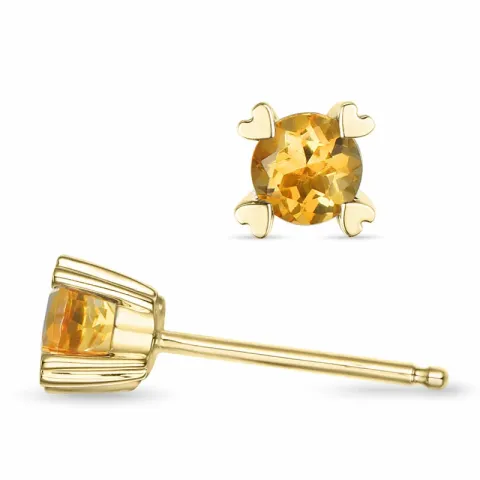 2 x 0,25 ct Citrin Solitärohrstecker in 14 Karat Gold mit Citrin 