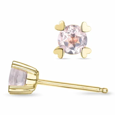 2 x 0,25 ct altrosa Quarz Solitärohrstecker in 14 Karat Gold mit Quarz