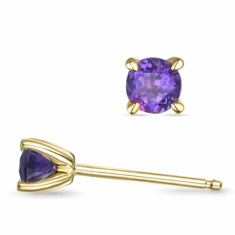 2 x 0,22 ct Amethyst Solitärohrstecker in 14 Karat Gold mit Amethyst 