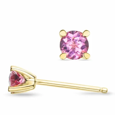 2 x 0,22 ct pink Turmalin Solitärohrstecker in 14 Karat Gold mit Turmalin