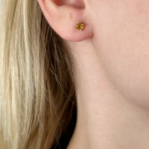 2 x 0,19 ct Citrin Solitärohrstecker in 14 Karat Gold mit Citrin