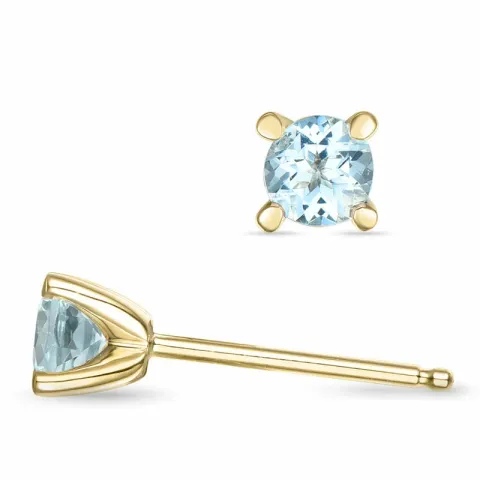 2 x 0,25 ct Aquamarin Solitärohrstecker in 14 Karat Gold mit Aquamarin 