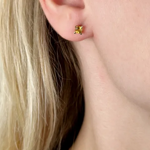 2 x 0,25 ct Citrin Solitärohrstecker in 14 Karat Gold mit Citrin