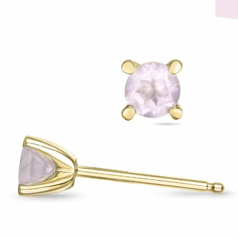 2 x 0,25 ct altrosa Quarz Solitärohrstecker in 14 Karat Gold mit Quarz