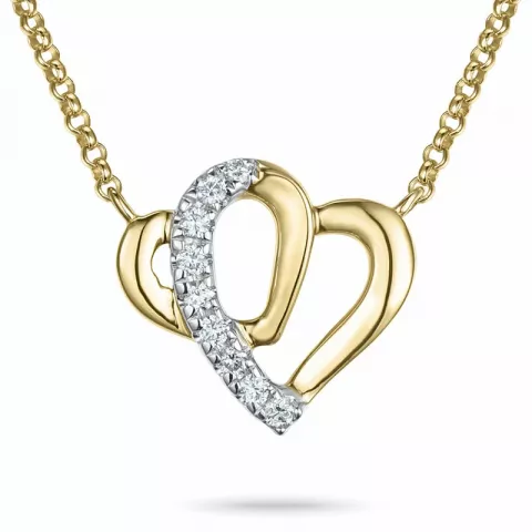 45 cm Halskette mit Herzförmiger Anhänger aus 14 Karat Gold und Weißgold 0,072 ct