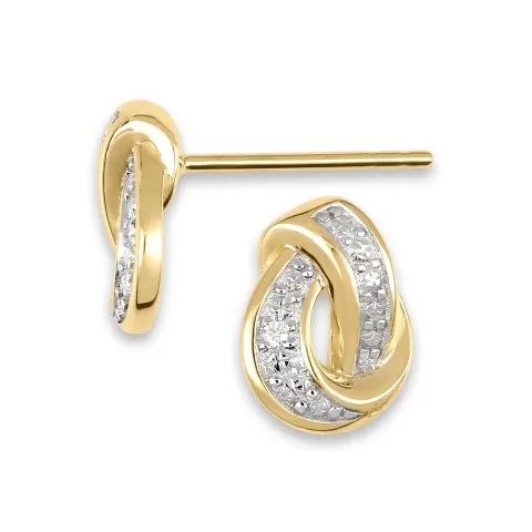 Diamantohrringe in 14 Karat Gold, rhodiniert mit Diamant