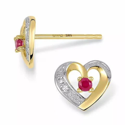 Herz Ohrringe in 14 Karat Gold und Weißgold mit
