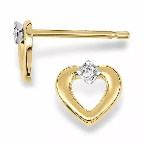 Herz Diamant Ohrstecker in 14 Karat Gold mit Diamanten