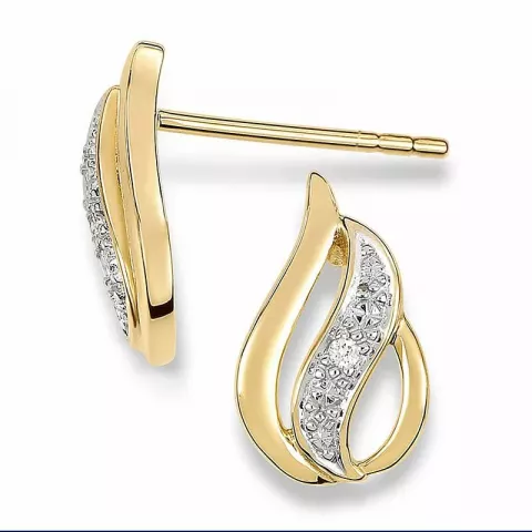 Tropfen Diamantohrringe in 14 Karat Gold, rhodiniert mit Diamant 