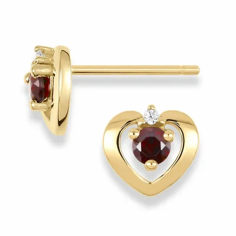Herz Granat Ohrstecker in 14 Karat Gold mit