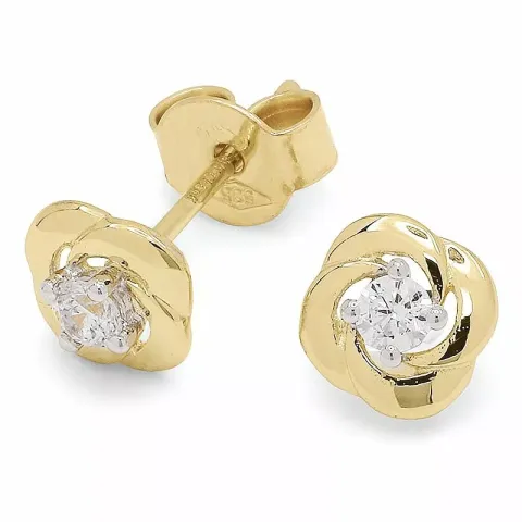 viereckigem Goldohrstecker in 14 Karat Gold mit 