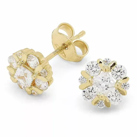 Zirkon Goldohrstecker in 14 Karat Gold mit