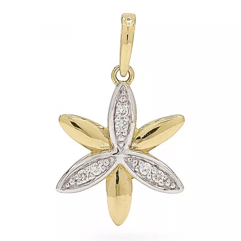 Blumen Diamantanhänger in 14 karat gold mit rhodium 0,072 ct