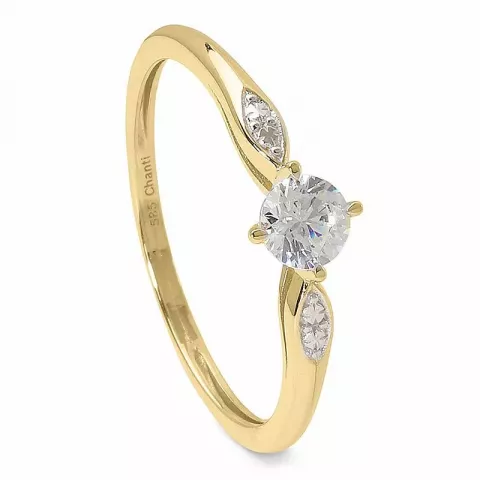 Elegant eng Zirkon Ring aus 14 Karat Gold, rhodiniert
