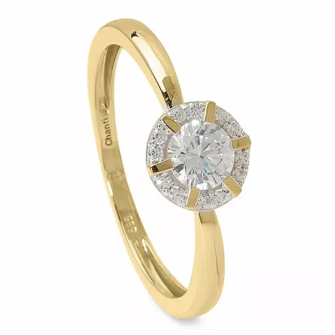 runder Zirkon Ring aus 14 Karat Gold, rhodiniert