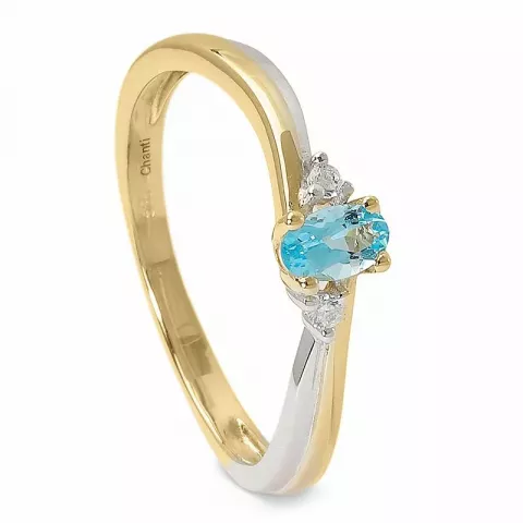 Einfacher blauem Topas Ring aus 14 Karat Gold, rhodiniert