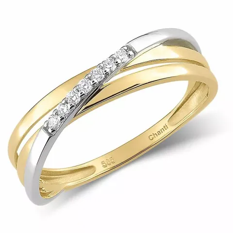 Diamantring in 14 Karat Gold mit Rhodium 0,056 ct