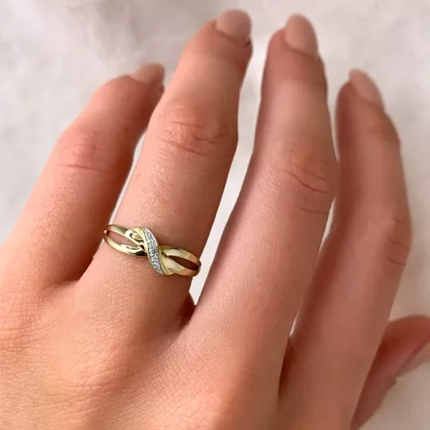 Einfacher Diamant Ring in 14 Karat Gold mit Rhodium 0,01 ct